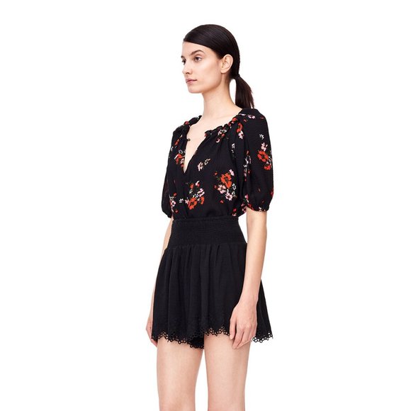 Rebecca Taylor Short Sleeve Marguerite Silk EXCLUSIVE Floral Print Top Sz 00 - Picture 7 of 9